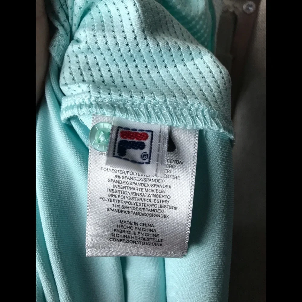 FILA Cap Sleeve Mesh Sides Collar Tennis Top XL